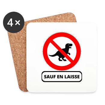 dinosaure interdit - Dessous de verre (lot de 4) - blanc - Devant