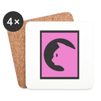 Pink Cat - Coasters (set of 4) - white - Front
