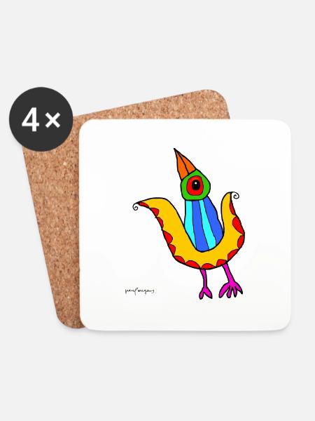 bird 9 - Coasters (set of 4) - white