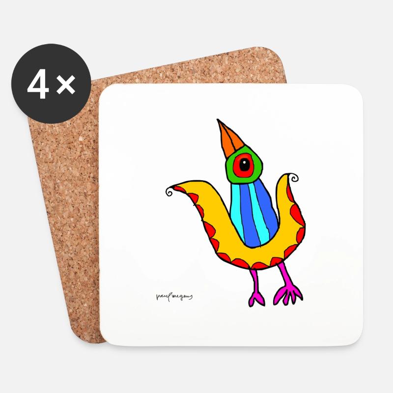 bird 9 - Coasters (set of 4) - white