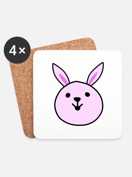Cute pink rabbit - Coasters (set of 4) - white