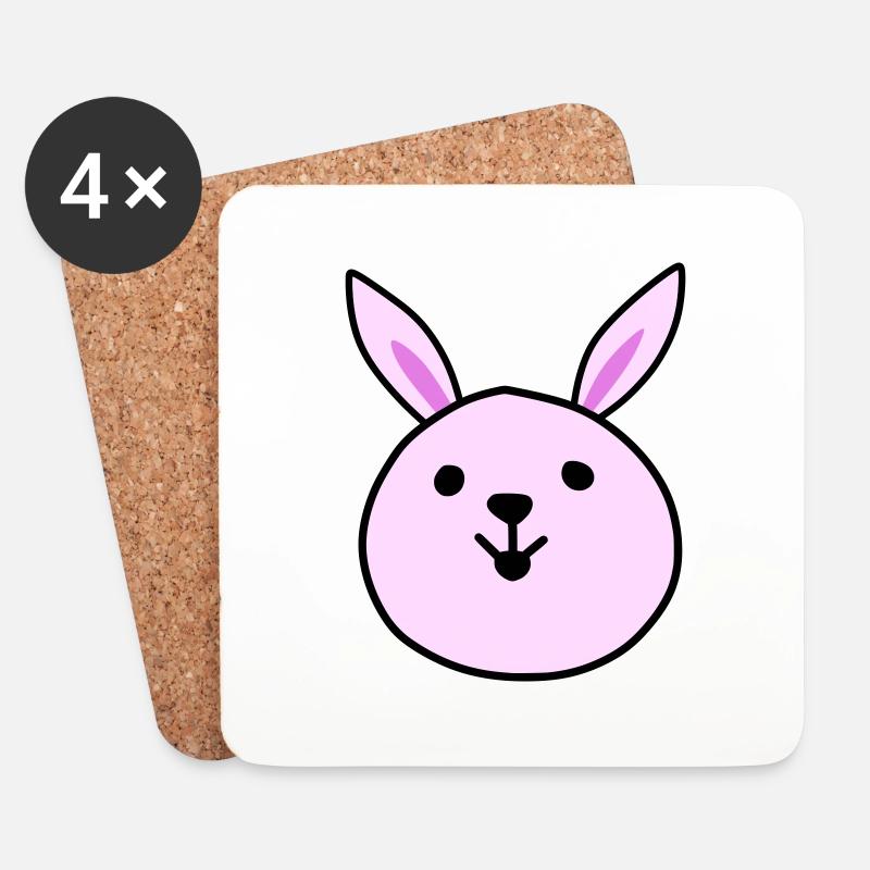 Cute pink rabbit - Untersetzer (4er-Set) - Weiß