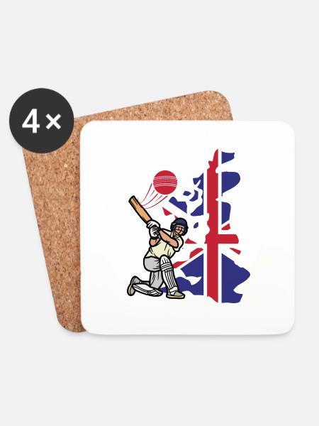 Cricket Match - England Cricket - Engalnd Flagge - Untersetzer (4er-Set) - Weiß