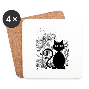 Katze - Untersetzer (4er-Set) - Weiß - Vorne