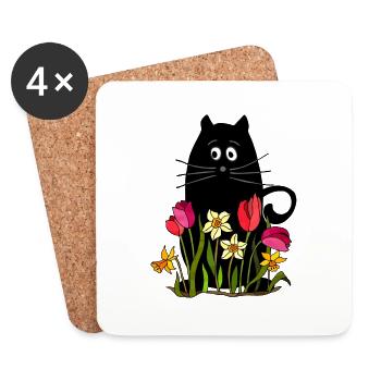 Katze - Untersetzer (4er-Set) - Weiß - Vorne