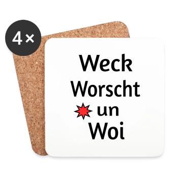 Weck Worscht un Woi - Untersetzer (4er-Set) - Weiß - Vorne