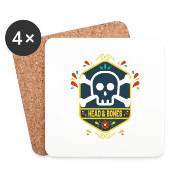 Head and bones flower - Coasters (set of 4) - white - Front