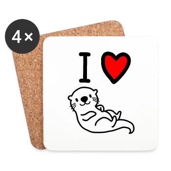 J’adore Otter - Dessous de verre (lot de 4) - blanc - Devant