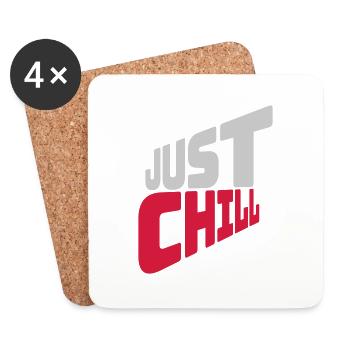 Just Chill Text Logo - Untersetzer (4er-Set) - Weiß - Vorne