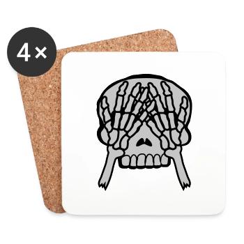 Mains du crâne devant les yeux - Dessous de verre (lot de 4) - blanc - Devant