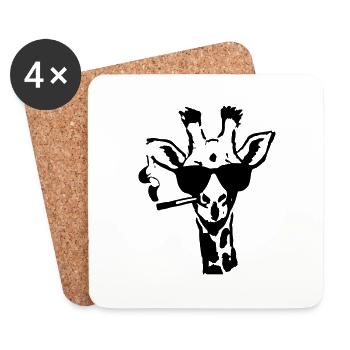 Giraffe Mit Sonnenbrille Giraffe Illustration - Untersetzer (4er-Set) - Weiß - Vorne