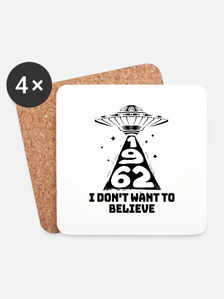 Vintage Flying Saucer 1962 60 Years Anniversary - Coasters (set of 4) - white