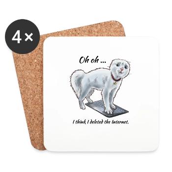 Ich habe das Internet gelöscht lustige Katze Minou - Untersetzer (4er-Set) - Weiß - Vorne
