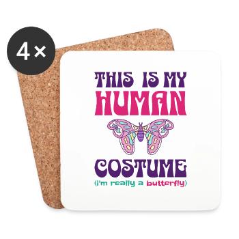 Costume Papillon Humour Costume D'Halloween - Dessous de verre (lot de 4) - blanc - Devant