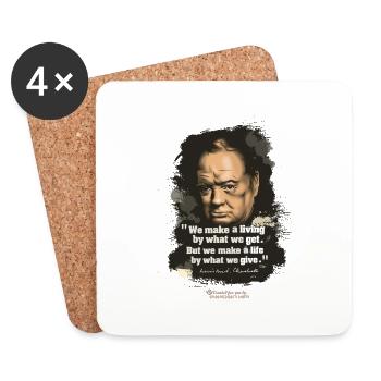 Citation de Churchill sur le donnant-donnant - Dessous de verre (lot de 4) - blanc - Devant