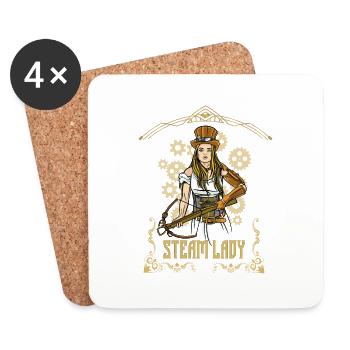 Steampunk Lady Girl Streetwear - Untersetzer (4er-Set) - Weiß - Vorne