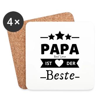 PAPA IST DER BESTE - Untersetzer (4er-Set) - Weiß - Vorne