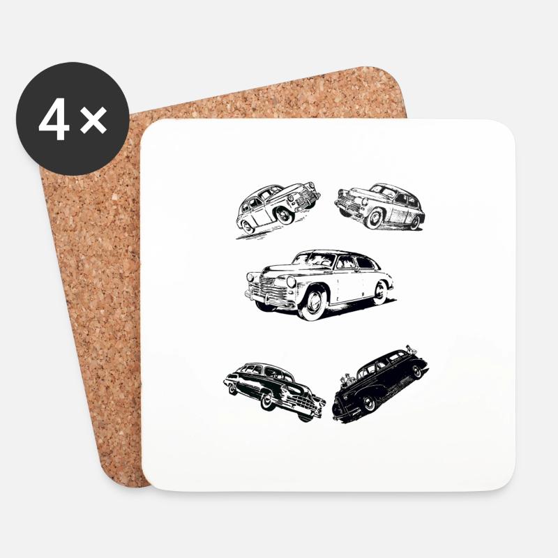 Auto Shirt - Untersetzer (4er-Set) - Weiß
