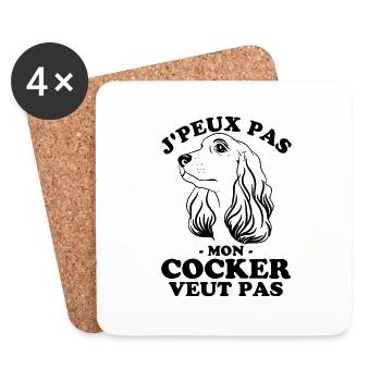 Je PEUX PAS MON COCKER VEUT PAS 3 - Dessous de verre (lot de 4) - blanc - Devant