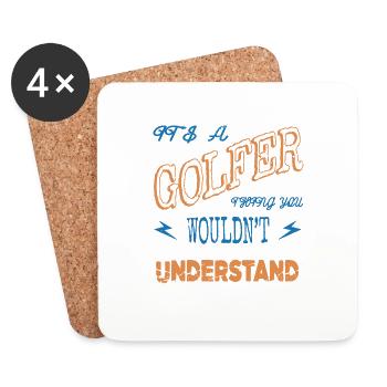 golfjersey funnygolfgift happy fun chemise de golf - Dessous de verre (lot de 4) - blanc - Devant