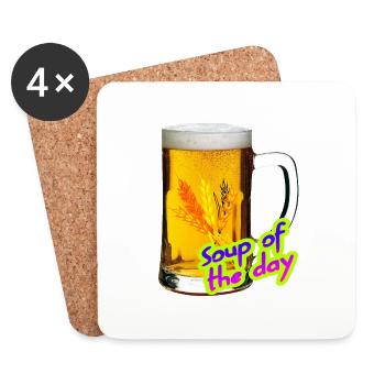 Bier. Suppe des Tages. - Untersetzer (4er-Set) - Weiß - Vorne