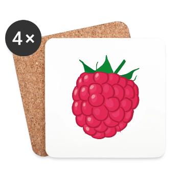 Himbeere Illustration Geschenkidee - Untersetzer (4er-Set) - Weiß - Vorne