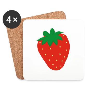 Erdbeere Illustration Geschenkidee - Untersetzer (4er-Set) - Weiß - Vorne