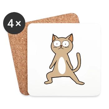 Drôle de chat fait une idée cadeau pour les amateurs de yoga yoga - Dessous de verre (lot de 4) - blanc - Devant