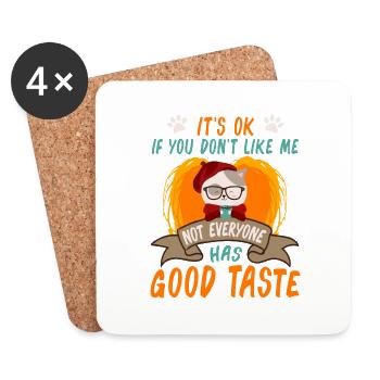 C’est ok si tu ne m’aimes pas Chat drôle - aime les chats - Dessous de verre (lot de 4) - blanc - Devant