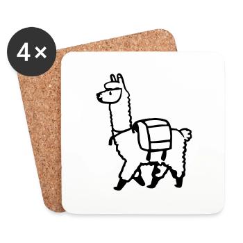 Alpaca Lama Hiking Gift Idea - Coasters (set of 4) - white - Front