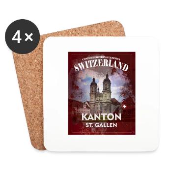 Concevez votre propre T-Shirt Canton Saint-Gall - Dessous de verre (lot de 4) - blanc - Devant
