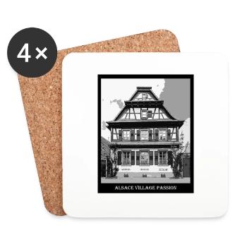 Maison à colombage Alsacienne Vintage - Dessous de verre (lot de 4) - blanc - Devant
