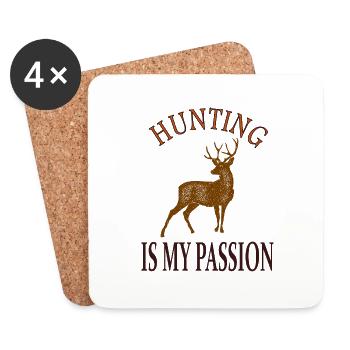 Hunting is my passion Hunter Gift idea - Coasters (set of 4) - white - Front