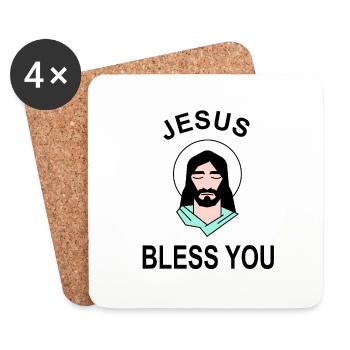 Jesus Christus bless you Bibel Kirche Geschenkidee - Untersetzer (4er-Set) - Weiß - Vorne