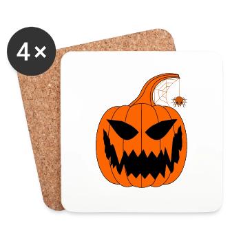 Halloween pumpkin with spider - Coasters (set of 4) - white - Front