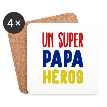 Super papa héros - Dessous de verre (lot de 4) - blanc - Devant
