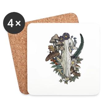 Crâne de renard automnal - Dessous de verre (lot de 4) - blanc - Devant