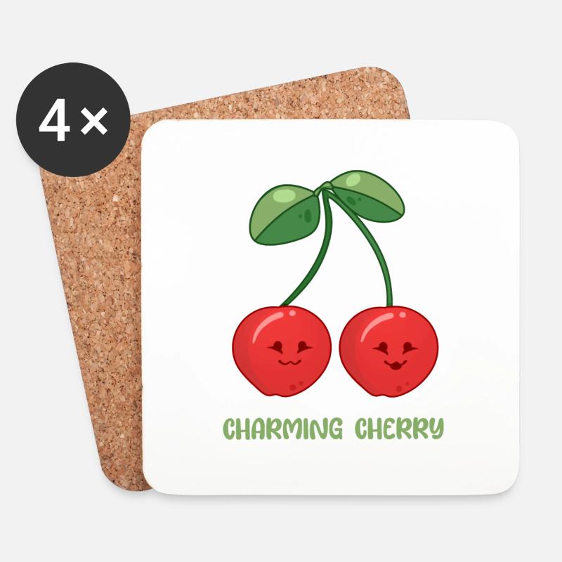 Bezaubernde Kirsche - Untersetzer (4er-Set) - Weiß