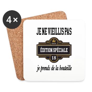 Je ne vieillis pas je me bonifie - Dessous de verre (lot de 4) - blanc - Devant