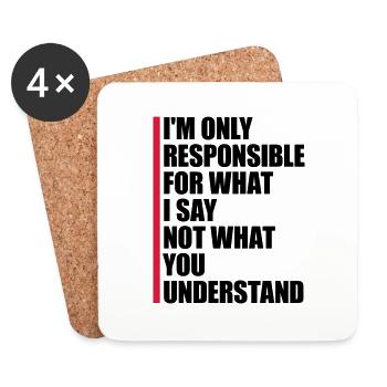 what I say quote - Coasters (set of 4) - white - Front