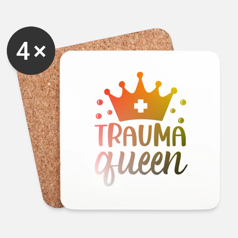 Trauma Queen Krankenschwester - Untersetzer (4er-Set) - Weiß