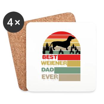 Best Weiner Dad Ever Halloween Dog Gifts - Coasters (set of 4) - white - Front