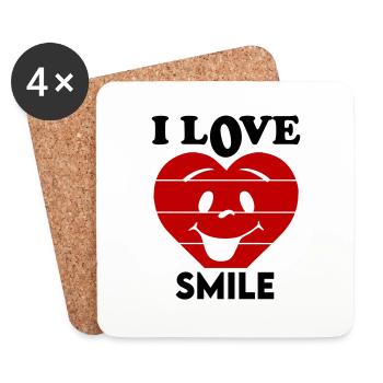 I Love Smile Ich liebe Lachen Lustig Spaß Fun - Untersetzer (4er-Set) - Weiß - Vorne