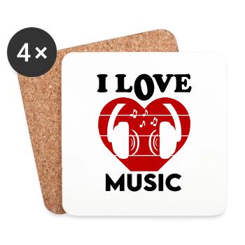 I Love Music Ich liebe Musik Dancing Tanzen DJ - Untersetzer (4er-Set) - Weiß - Vorne
