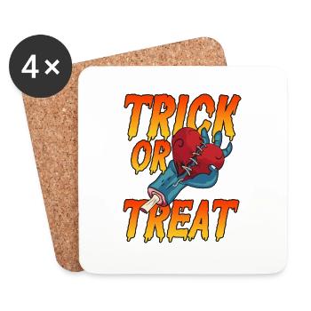 Halloween Trick or Treat Süßes oder Saures Herz - Dessous de verre (lot de 4) - blanc - Devant