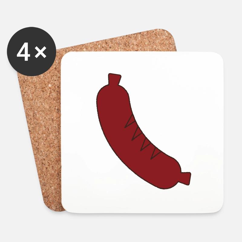 Wurst - Untersetzer (4er-Set) - Weiß