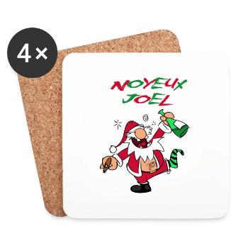 Pere Noel ivre drole Noyeux Joel - Dessous de verre (lot de 4) - blanc - Devant