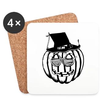 Halloween Spooky Pumpkin Lantern Vector - Coasters (set of 4) - white - Front