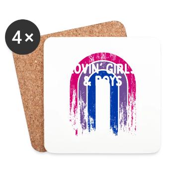 Lovin' Girls & Boys Bisexual LGBTQ Bi Pride - Untersetzer (4er-Set) - Weiß - Vorne