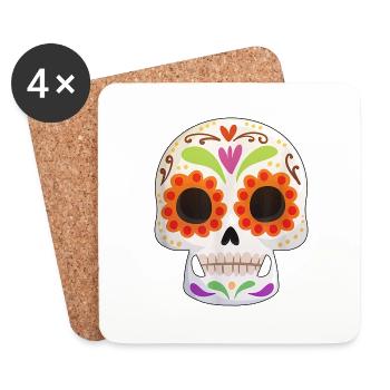 Tag der Toten Dia de los Muertos Schädel Geschenk - Untersetzer (4er-Set) - Weiß - Vorne